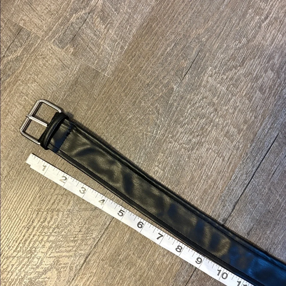 Soft Faux Vegan Leather Belt Black with Grommet Detail Holes OS